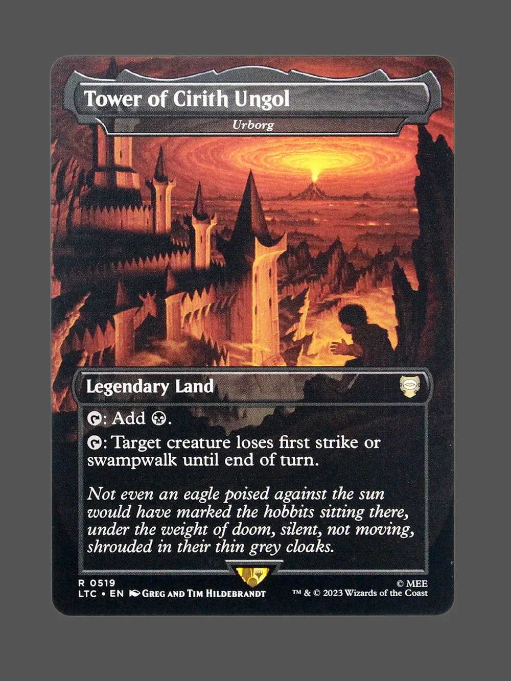 tower-of-cirith-ungol-519-holo.webp Tower of Cirith Ungol Holo MTG proxy card from Tales of Middle-earth Commander #519
