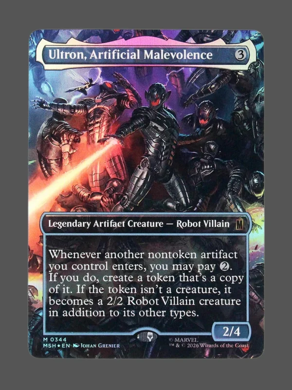 Ultron, Artificial Malevolence Foil MTG proxy card from Marvel Super Heroes #344