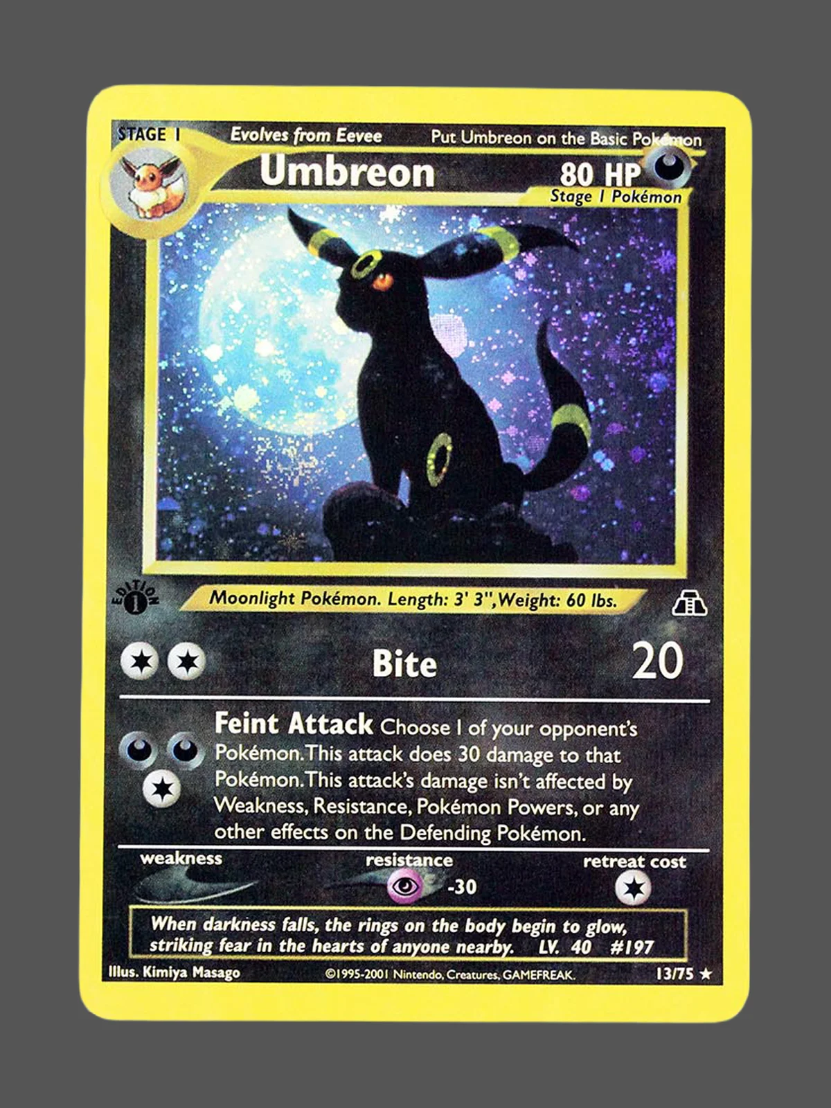 umbreon-13-n2-en.webp Umbreon Regular Pokemon proxy card from Neo Discovery #13