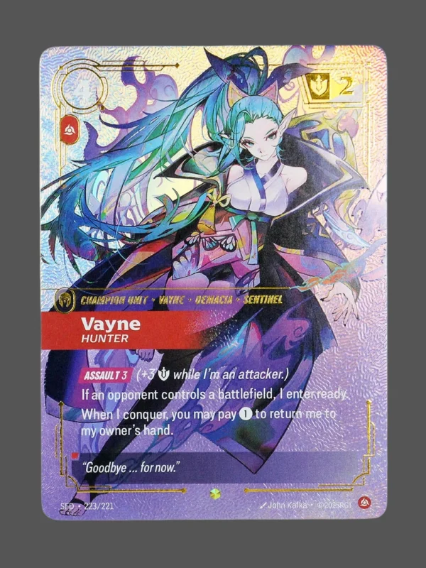 Vayne - Hunter Foil Riftbound proxy card from Spiritforged #223/221