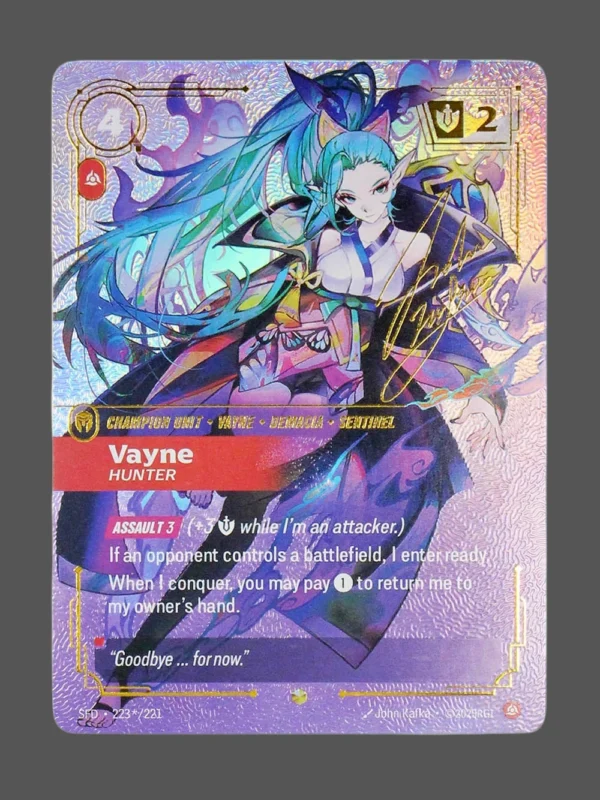 Vayne - Hunter Signature Foil Riftbound proxy card from Spiritforged #223*/221
