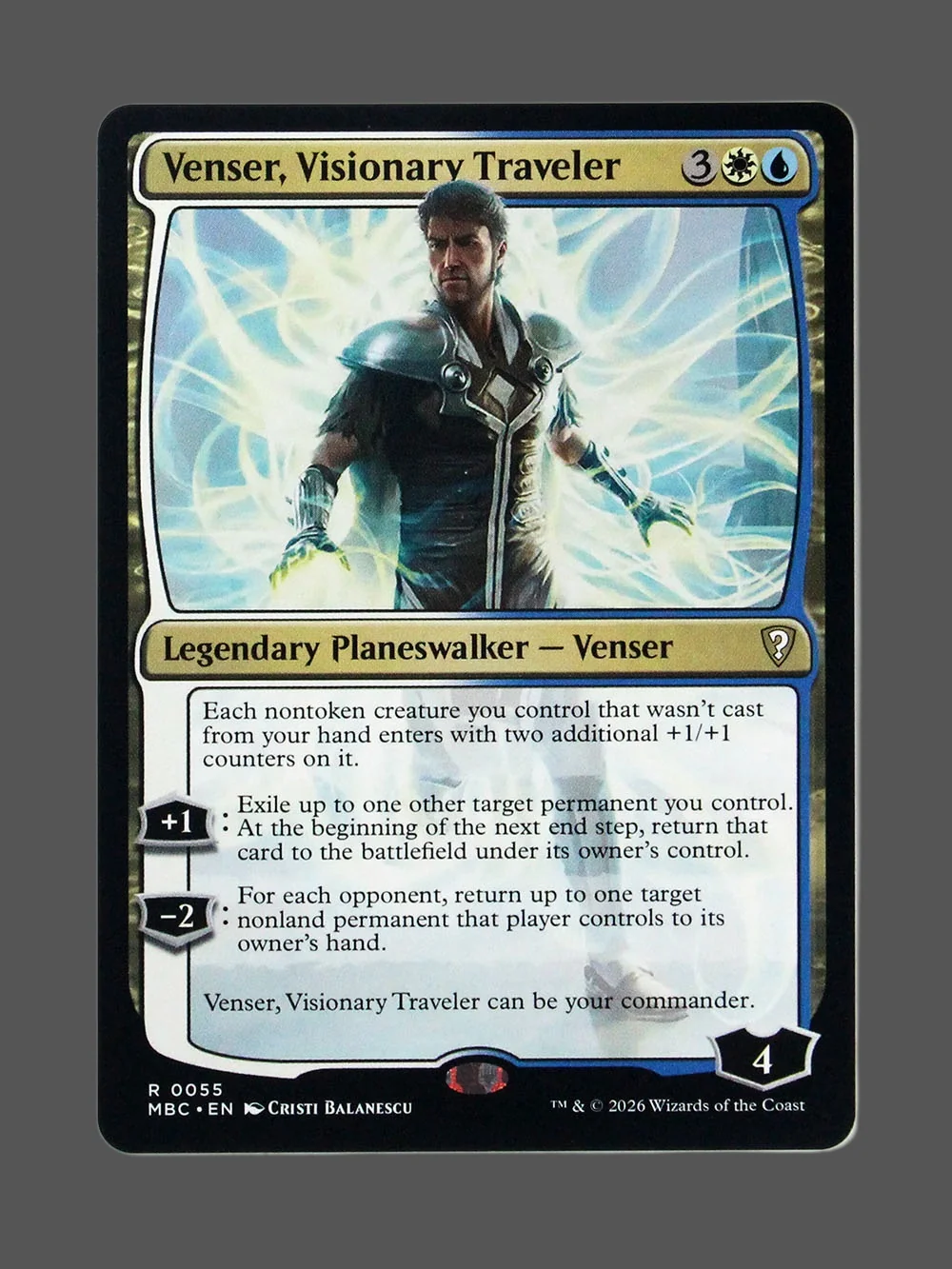 venser-visionary-traveler-055-holo.webp Venser, Visionary Traveler Holo MTG proxy card from Mystery Booster Commander Edition #55