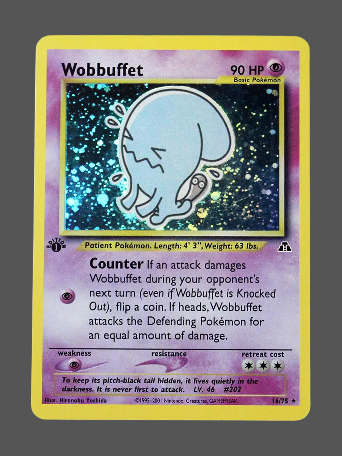 wobbuffet-16-n2-en.webp Wobbuffet Regular Pokemon proxy card from Neo Discovery #16
