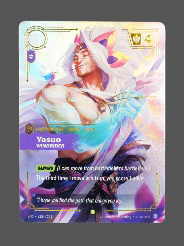 Yasuo - Windrider Signature Foil Riftbound proxy card from Spiritforged #235*/221