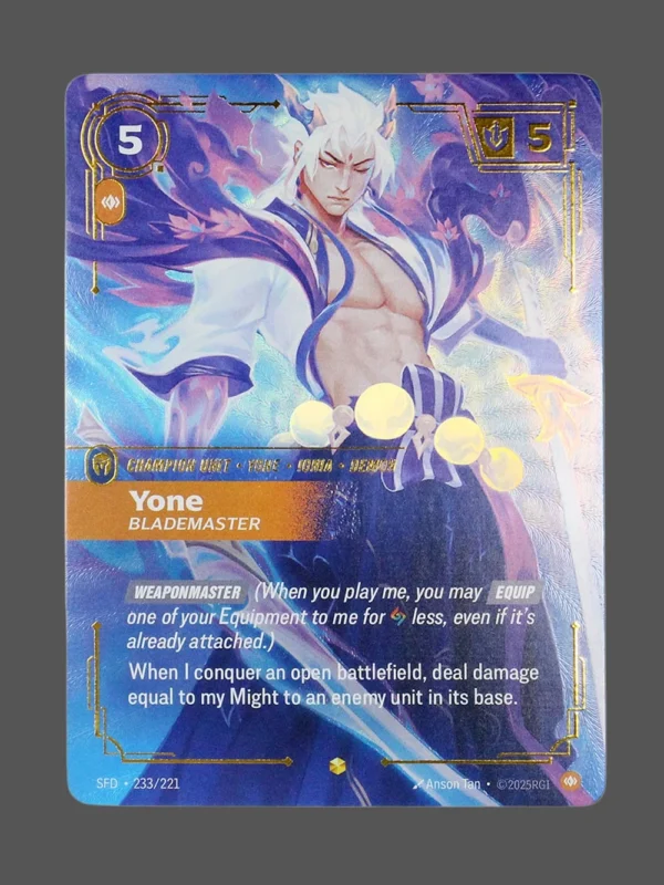 Yone - Blademaster Foil Riftbound proxy card from Spiritforged #233/221