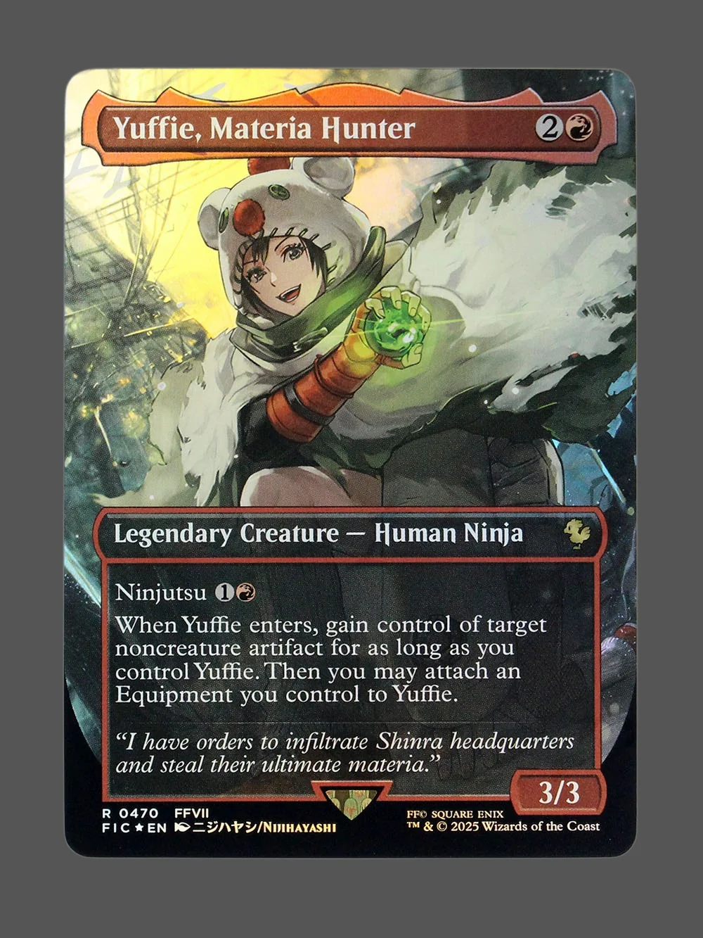 yuffie-materia-hunter-470-chocobotrackfoil.webp Yuffie, Materia Hunter Chocobotrack Foil MTG proxy card from Final Fantasy Commander #470