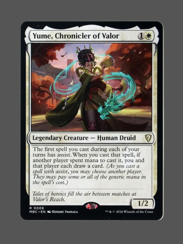 Yume, Chronicler of Valor Holo MTG proxy card from Mystery Booster Commander Edition #6