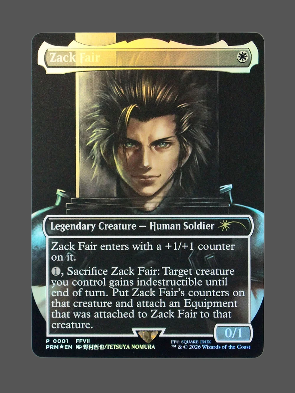 zack-fair-001-foil.webp Zack Fair Foil MTG proxy card from Media and Collaboration Promos #001
